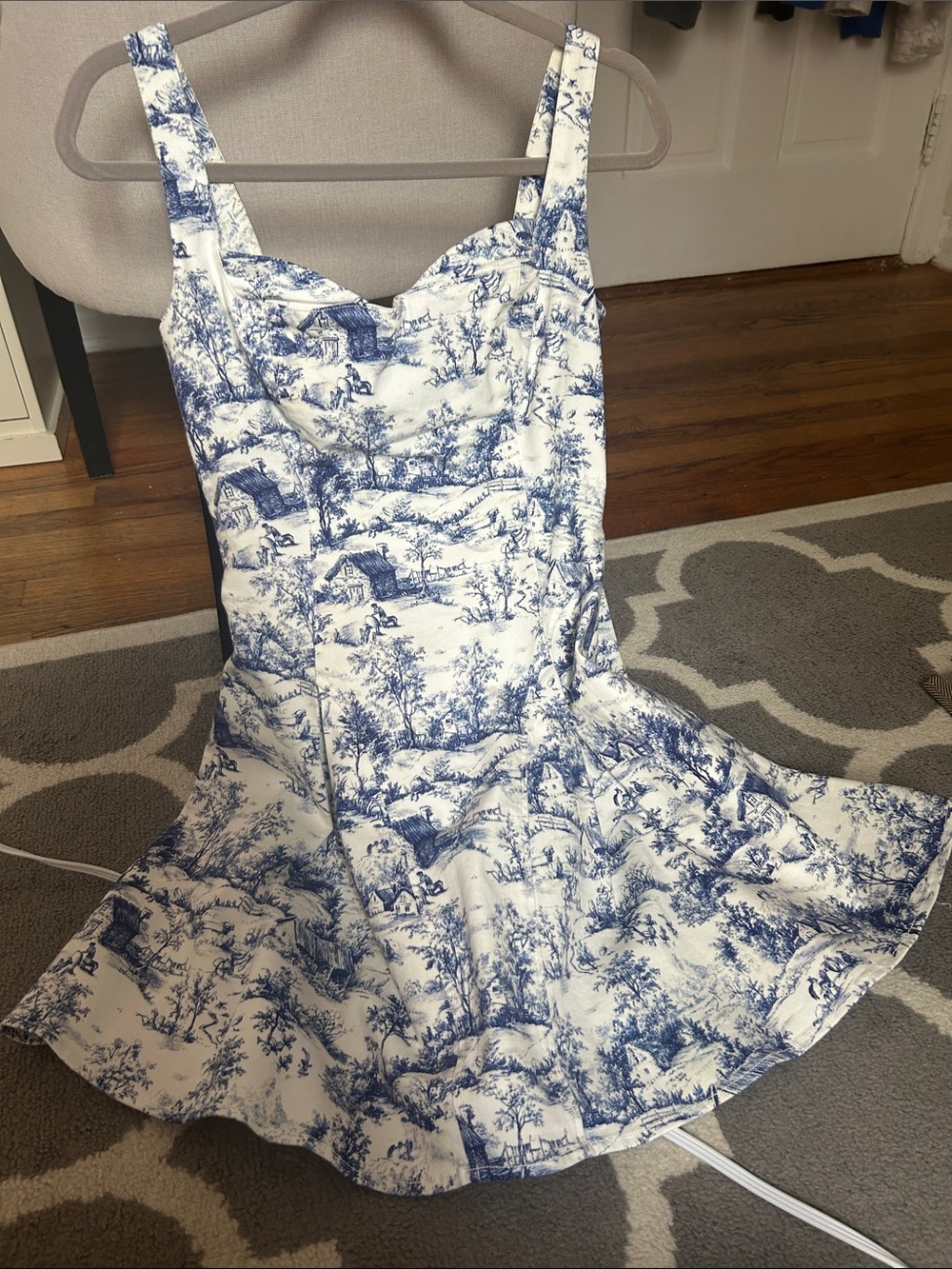 Fashion Nova Blue and White Toile Mini Dress